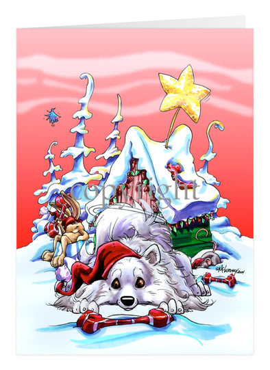 American Eskimo Dog - Doghouse - Christmas Card