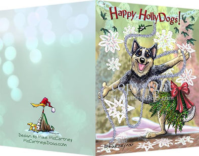 Australian Cattle Dog - Happy Holly Dog Pine Skirt - Christmas Card