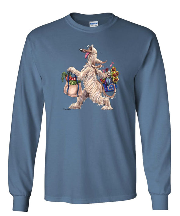 Afghan Hound - Walking With Produce - Mike's Faves - Long Sleeve T-Shirt