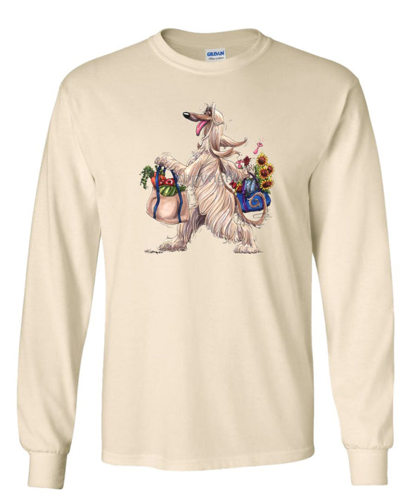 Afghan Hound - Walking With Produce - Mike's Faves - Long Sleeve T-Shirt