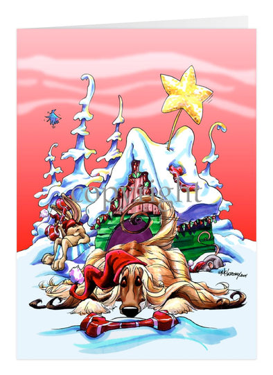 Afghan Hound - Doghouse - Christmas Card
