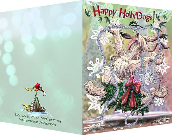 Afghan Hound - Happy Holly Dog Pine Skirt - Christmas Card