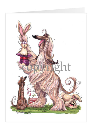 Afghan Hound - Pulling Rabbit Out Of Hat - Caricature - Card