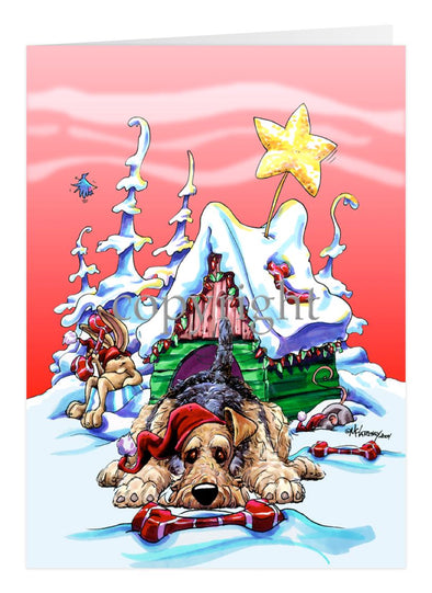 Airedale Terrier - Doghouse - Christmas Card