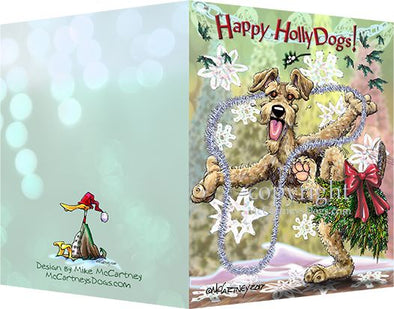Airedale Terrier - Happy Holly Dog Pine Skirt - Christmas Card