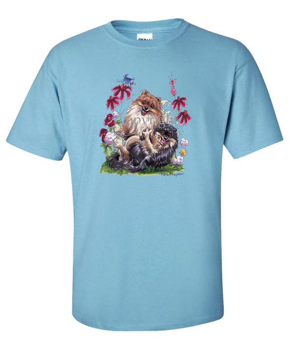 Pomeranian - Group Playing - Caricature - T-Shirt