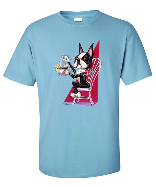 Boston Terrier - With Cup Of Tea - Caricature - T-Shirt
