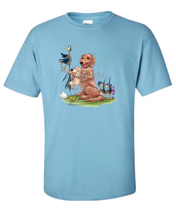 Golden Retriever - Puppy Holding Pheasants Tail - Caricature - T-Shirt