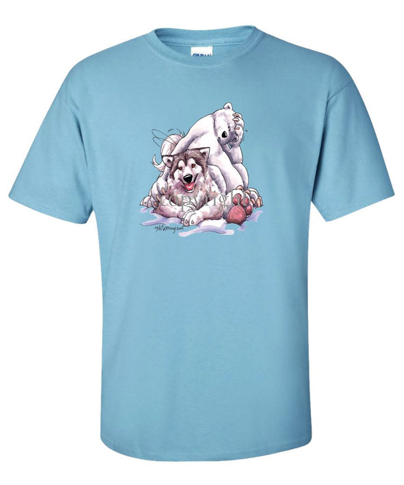 Alaskan Malamute - With-polar-bear - Caricature - T-Shirt