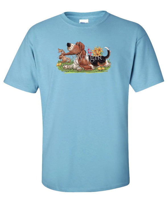 Basset Hound - Rabbit Pulling Ear - Caricature - T-Shirt