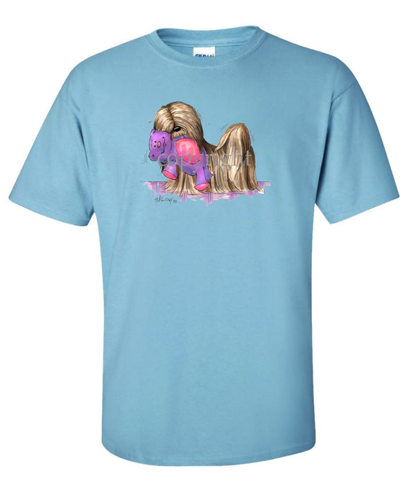 Lhasa Apso - With Toy Bear - Caricature - T-Shirt