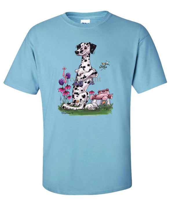 Dalmatian - Sitting With Stuffed Bear - Caricature - T-Shirt