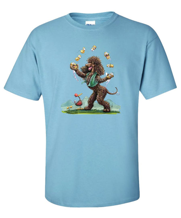 Irish Water Spaniel - Juggling Potatoes - Caricature - T-Shirt
