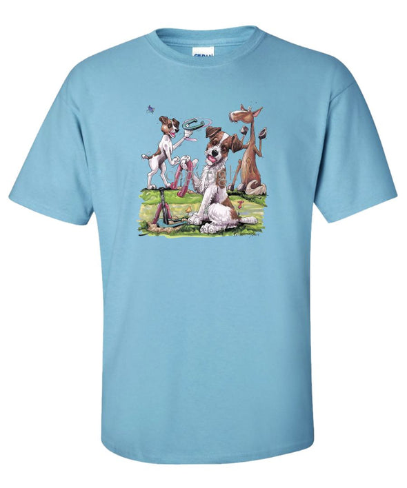 Parson Russell Terrier - Group Playing Horseshoes - Caricature - T-Shirt