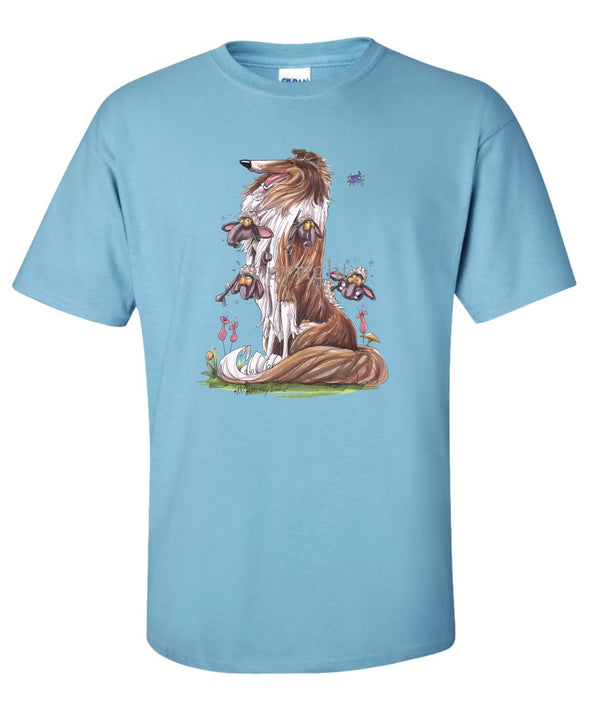 Collie - Sitting With Sheep In Fur - Caricature - T-Shirt