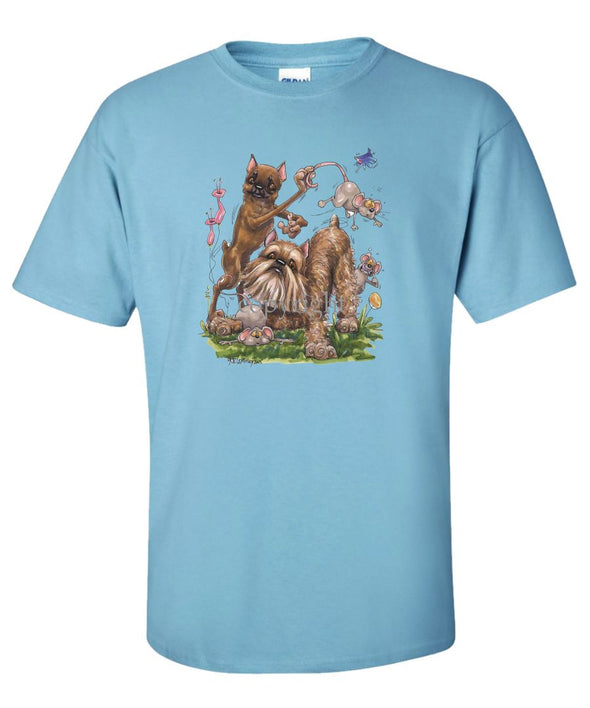 Brussels Griffon - Group With Mice - Caricature - T-Shirt