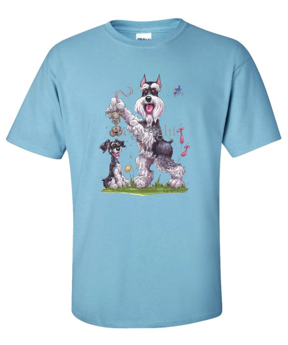 Schnauzer - Standing Holding Mouse - Caricature - T-Shirt