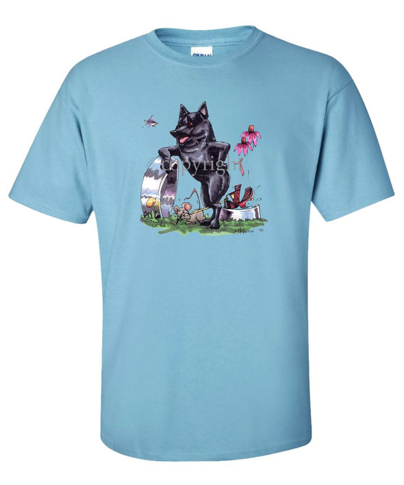 Schipperke - Standing With Dish - Caricature - T-Shirt