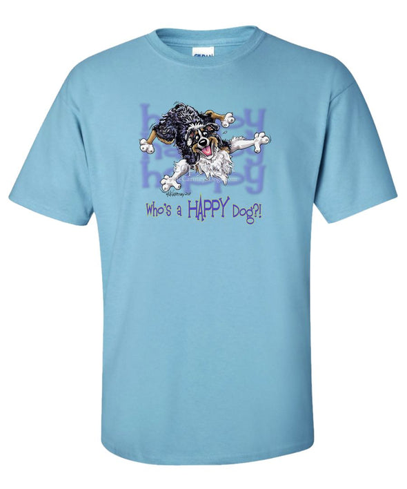 Australian Shepherd  Black Tri - Who's A Happy Dog - T-Shirt