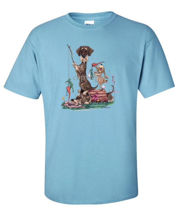 Dachshund  Wirehaired - Fishing With Carrot - Caricature - T-Shirt