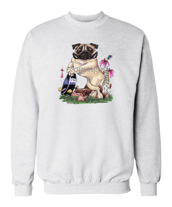 Pug - Standing With Dish - Caricature - Sweatshirt