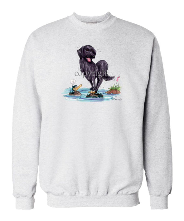 Flat Coated Retriever - Standing On Ducks Head - Caricature - Sweatshirt
