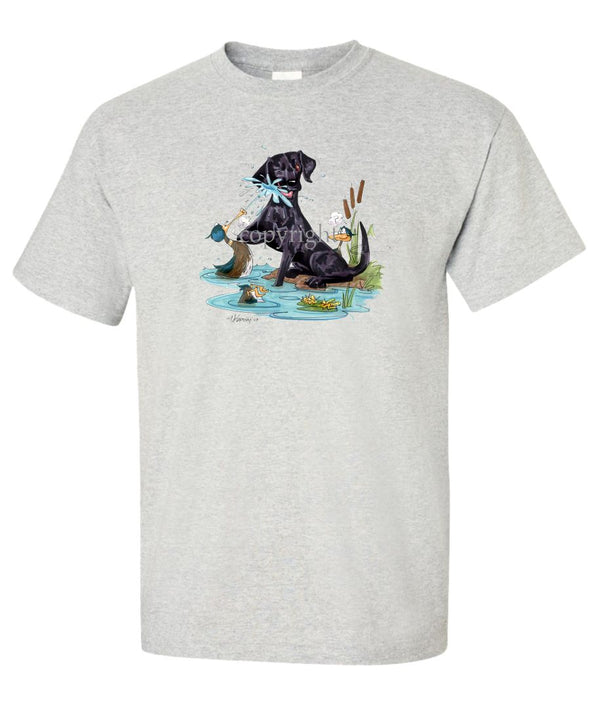 Labrador Retriever  Black - Duck Squirting - Caricature - T-Shirt