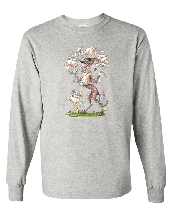 Greyhound - Juggling Rabbits - Caricature - Long Sleeve T-Shirt