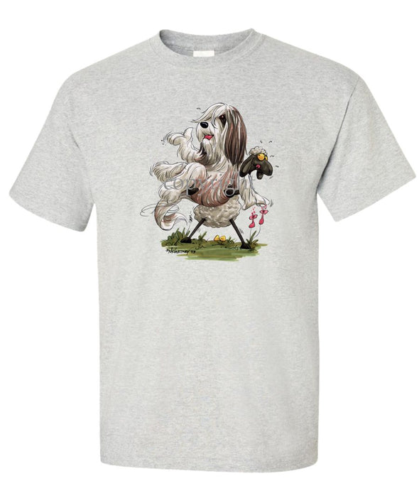 Bearded Collie - Sheep Holding Up Beardie - Caricature - T-Shirt