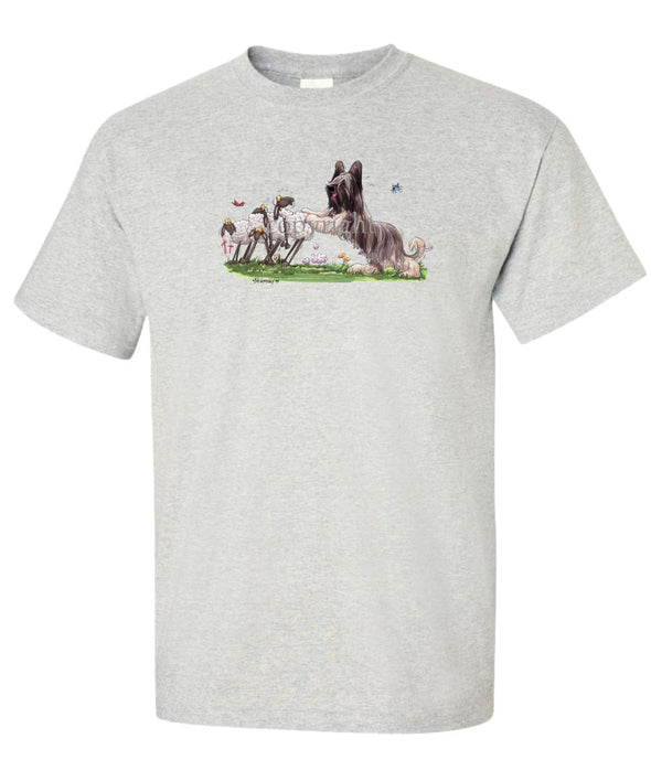 Briard - Pushing Sheep - Caricature - T-Shirt