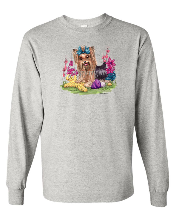 Yorkshire Terrier - Toys Turquoise Ribbon - Caricature - Long Sleeve T-Shirt
