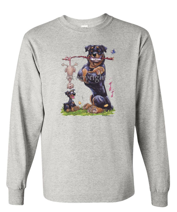 Rottweiler - Holding Branch Possum - Caricature - Long Sleeve T-Shirt
