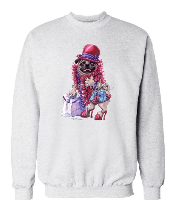 Pug - Red Hat - Caricature - Sweatshirt