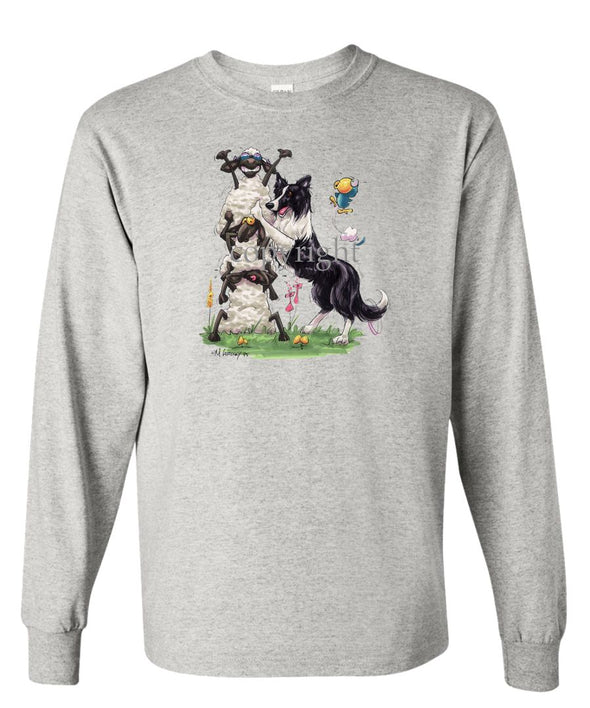 Border Collie - Stacking Sheep - Caricature - Long Sleeve T-Shirt