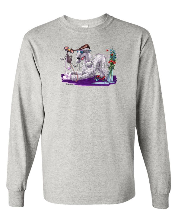 Bedlington Terrier - Puppy Pose With Mouse - Caricature - Long Sleeve T-Shirt