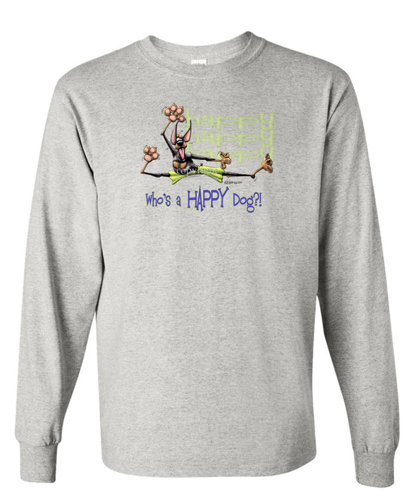 Doberman Pinscher - Who's A Happy Dog - Long Sleeve T-Shirt
