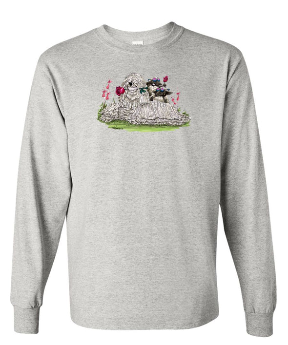 Komondor - With Rose - Caricature - Long Sleeve T-Shirt