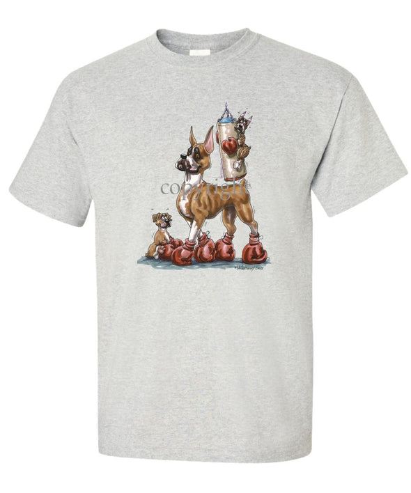 Boxer - Puppies With Boxing Bag - Caricature - T-Shirt
