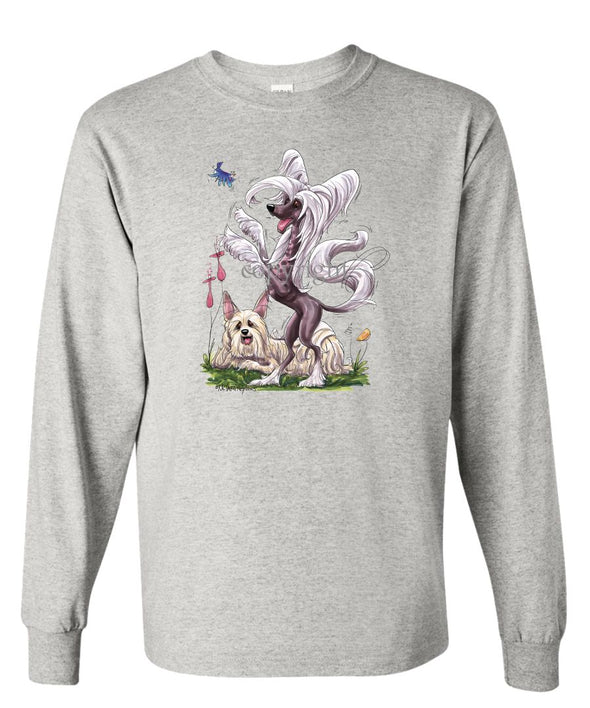 Chinese Crested - Group Standing - Caricature - Long Sleeve T-Shirt