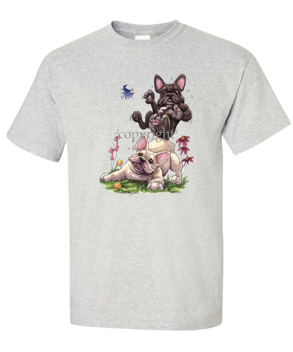 French Bulldog - Group Sitting On Each Other - Caricature - T-Shirt