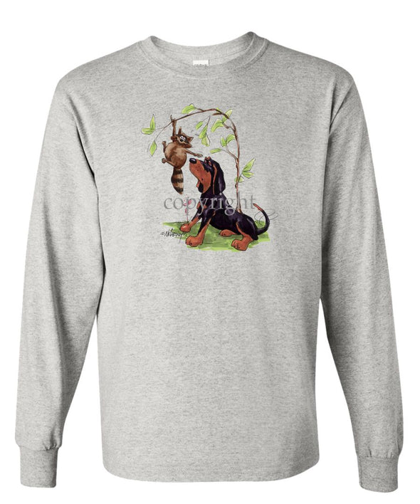 Black And Tan Coonhound - Caricature - Long Sleeve T-Shirt