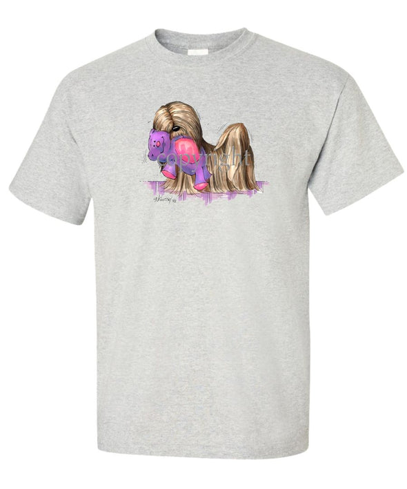 Lhasa Apso - With Toy Bear - Caricature - T-Shirt