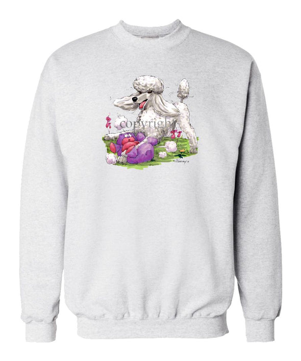 Poodle  White - With Stuffed Bear - Caricature - Sweatshirt