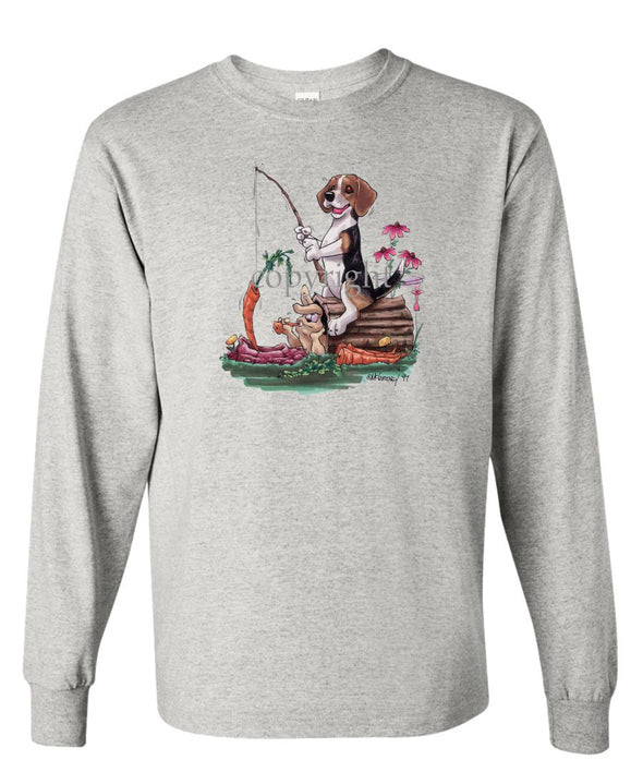 Beagle - Fishing With Carrot - Caricature - Long Sleeve T-Shirt