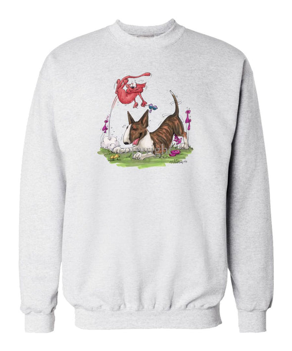 Bull Terrier  Brindle - Chasing Cat - Caricature - Sweatshirt