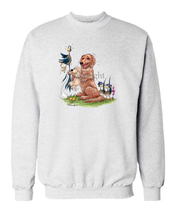 Golden Retriever - Puppy Holding Pheasants Tail - Caricature - Sweatshirt