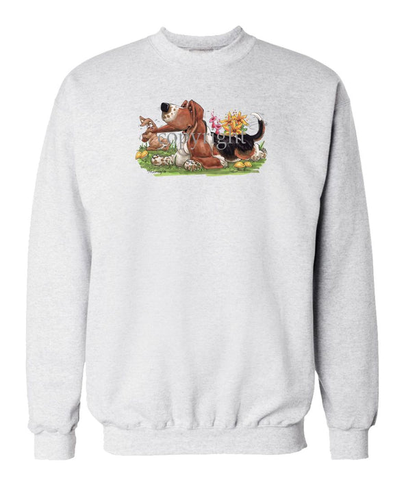 Basset Hound - Rabbit Pulling Ear - Caricature - Sweatshirt