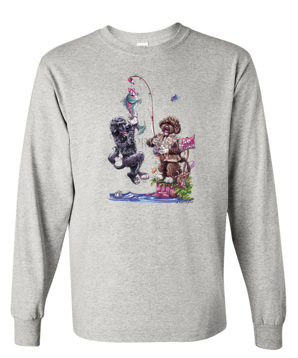 Portuguese Water Dog - Group Fishing - Caricature - Long Sleeve T-Shirt