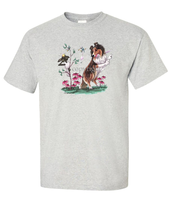 Shetland Sheepdog - Sheep Behind Tree - Caricature - T-Shirt