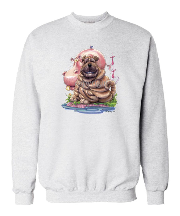 Shar Pei - Pink Hippo - Caricature - Sweatshirt